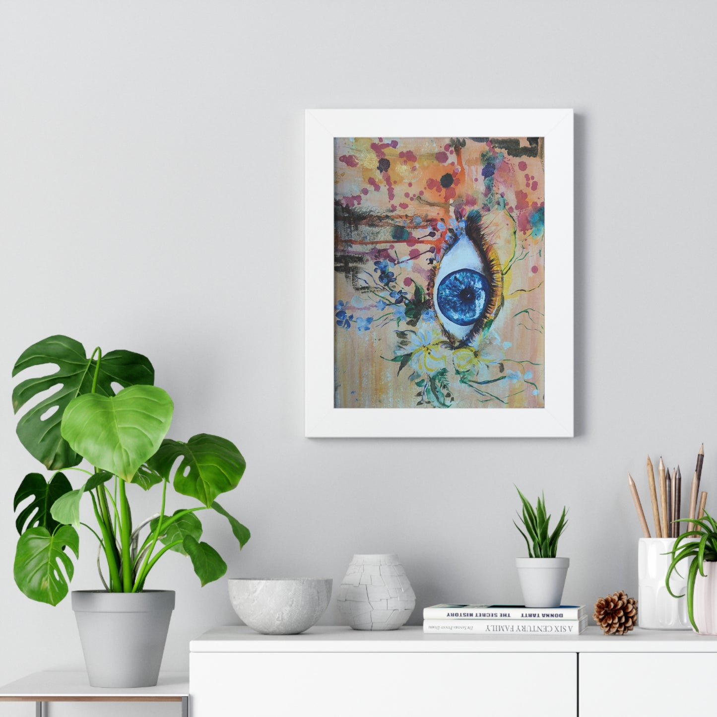 Artistic Framed Vertical Poster, Modern Wall Art, Eye Artwork, Home Decor, Unique Gift, Stylish Statement Piece